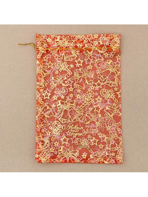 Мешочек подарочный органза «Новогодние игрушки», 20×30 см ± 1.5 см