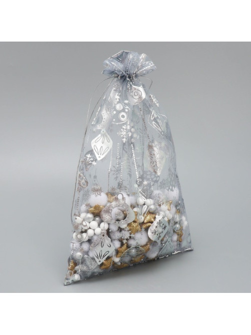 Мешочек подарочный органза «Новогодние игрушки», 20×30 см ± 1.5 см