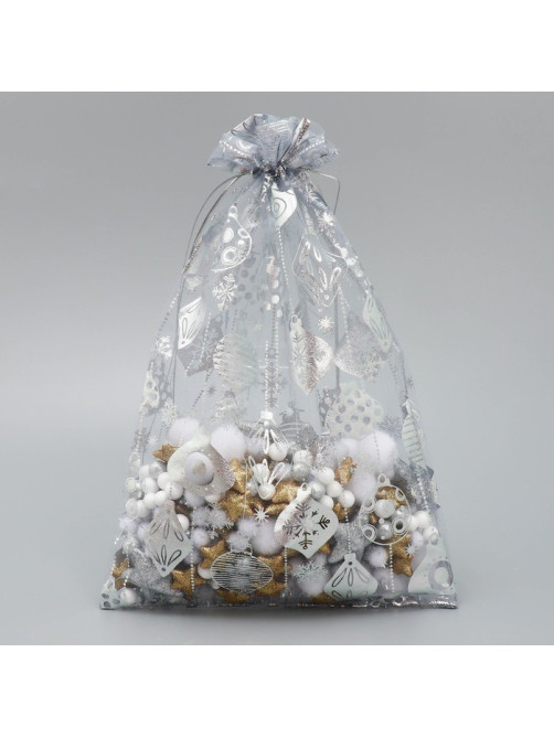 Мешочек подарочный органза «Новогодние игрушки», 20×30 см ± 1.5 см