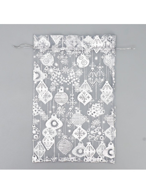 Мешочек подарочный органза «Новогодние игрушки», 20×30 см ± 1.5 см