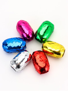 Лента упаковочная металлизированная, ассорти, набор 6 шт., 0.5 см × 10 м
