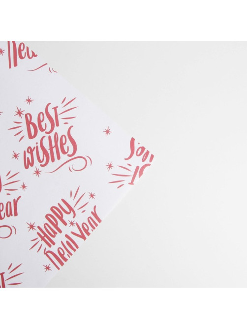 Бумага упаковочная крафтовая «Happy new year», 70×100 см