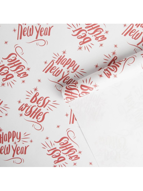 Бумага упаковочная крафтовая «Happy new year», 70×100 см