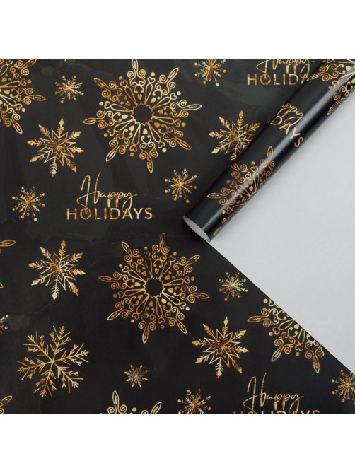 Упаковочная бумага на новый год Happy holidays, 50×70 см, глянцевая
