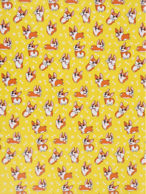 Бумага упаковочная глянцевая «Корги», 70×100 см
