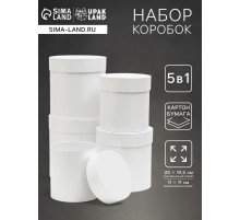 Набор шляпных подарочных коробок 5 в 1 «Белизна»,20×19.5 ‒11×11 см