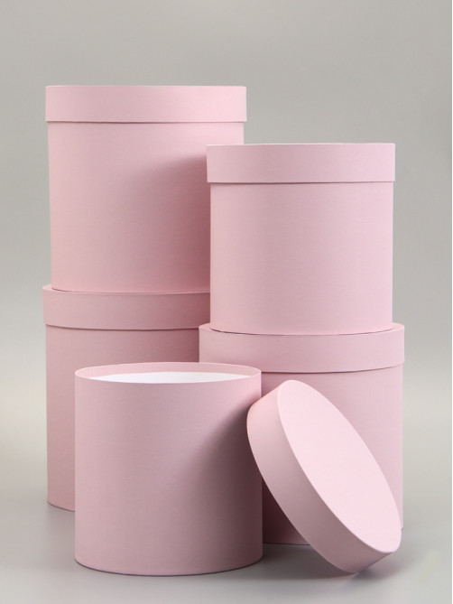 Набор круглых коробок 5 в 1 «Краски», пыльная роза, 25×25×25 - 19×19×19 см