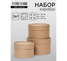 Набор подарочных коробок 3 в 1, завальцованные, крафт, 16×10.14×9.13×8.5 см