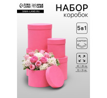 Набор круглых коробок 5в1 «Краски», розовый, 25×25×25 - 19×19×19 см