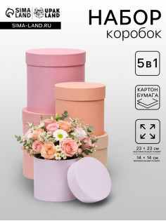 Набор круглых коробок 5 в 1 «Рассвет» 23×23×23 - 14×14×14 см