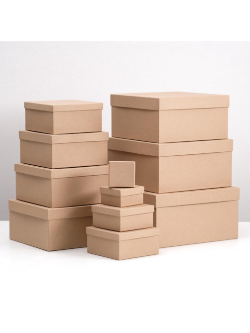 Набор квадратных коробок 11 в 1 «Крафт однотонный» 26×26×12.5 - 6.5×6.5×4 см