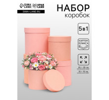 Набор круглых коробок 5 в 1 «Краски», персиковый, 25×25×25 - 19×19×19 см