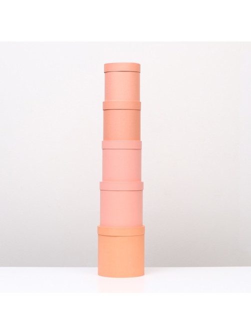 Набор круглых коробок 5 в 1 «Краски», персиковый, 25×25×25 - 19×19×19 см