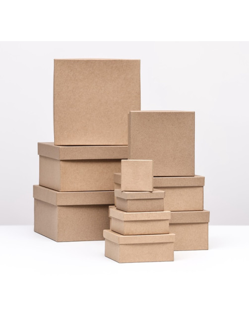 Набор коробок квадратных 10 в 1 крафт,24.5×24.5×11.5 - 6.5×6.5×4 см,