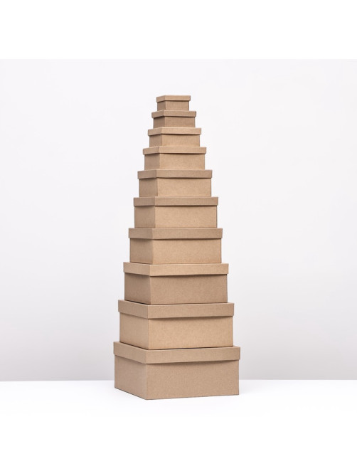 Набор коробок квадратных 10 в 1 крафт,24.5×24.5×11.5 - 6.5×6.5×4 см,
