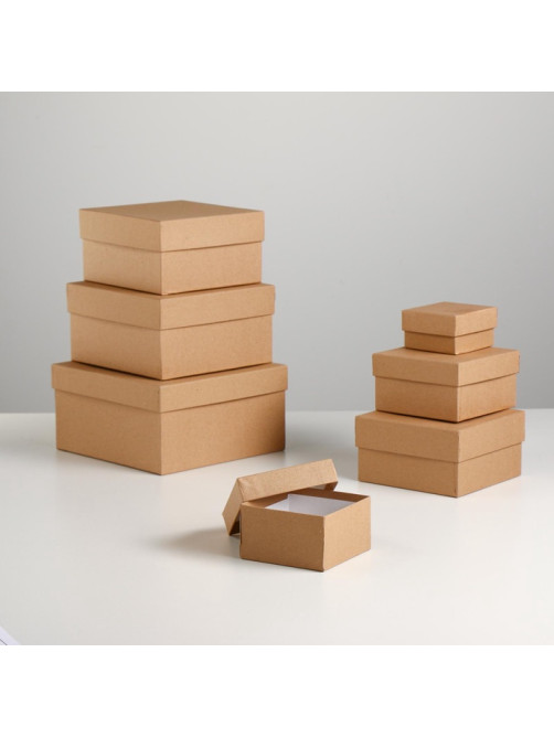 Набор коробок 7в1 «Крафт однотонный» 20×20×10 - 8×8×4 см