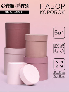 Набор круглых подарочных коробок 5 в 1 «Кофе с молоком», 20×20 ‒ 14×14 см