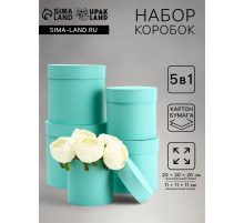 Набор шляпных подарочных коробок 5 в 1 «Мята однотонный»,20×20×20‒11×11×11 см