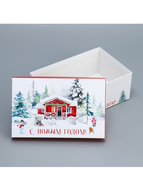 Набор новогодних подарочных коробок 10 в 1 «Новогодняя акварель», 12×7×4 - 32.5×20×12.5 см