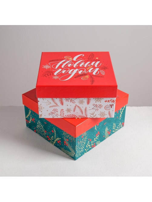 Набор подарочных коробок 6 в1 Happy new year, 10×10×6 - 20×20×11 см, Новый год