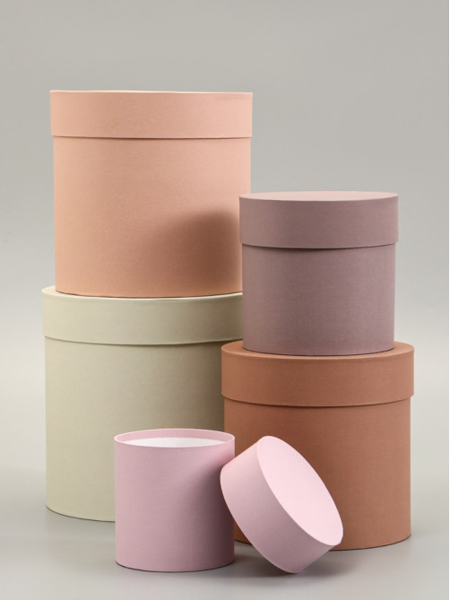 Набор круглых коробок 5 в 1 «Нюд», 20×20×20 - 11×11×11 см