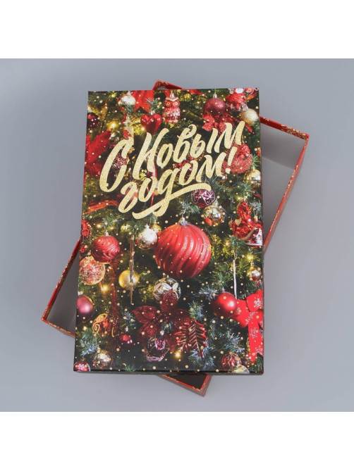 Коробка новогодняя подарочная «Ёлочные игрушки», 32.5×20×12.5 см