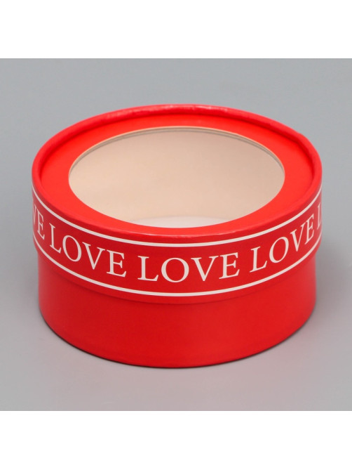 Коробка для макарун, кондитерская упаковка тубус с окном Love, 12×12×5 см