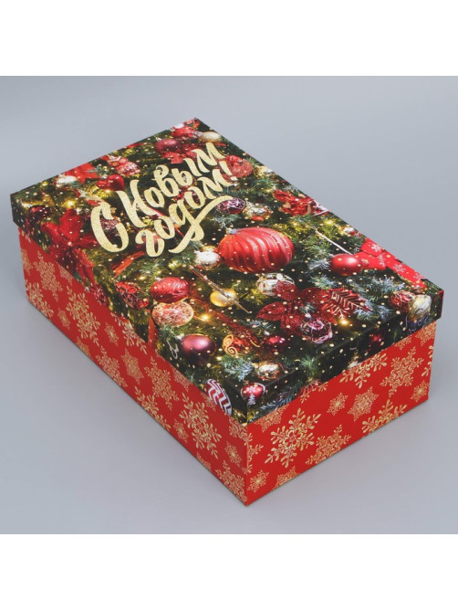 Коробка новогодняя подарочная «Ёлочные игрушки», 32.5×20×12.5 см