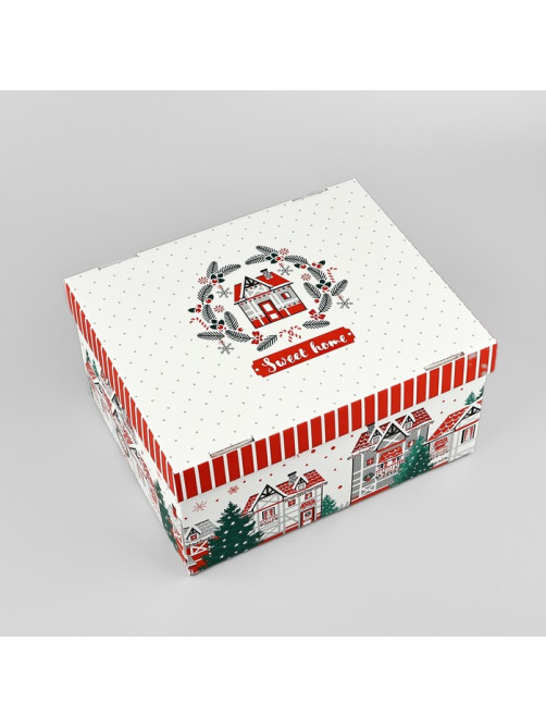 Коробка подарочная новогодняя складная Sweet home, 31.2×25.6×16.1 см, Новый год