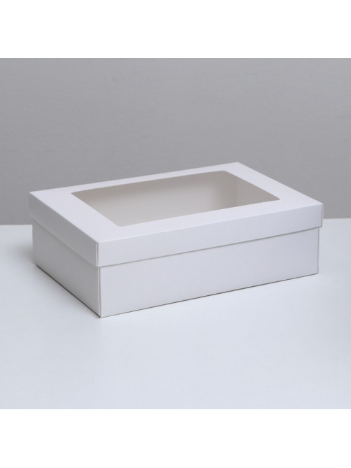 Коробка подарочная складная, упаковка, «Белая», с окном 30×20×9 см