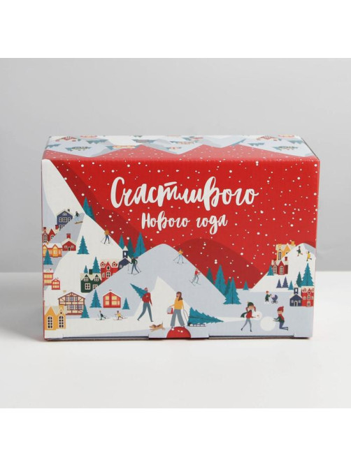 Коробка подарочная новогодняя складная «Счастливого Нового года», 22×15×10 см