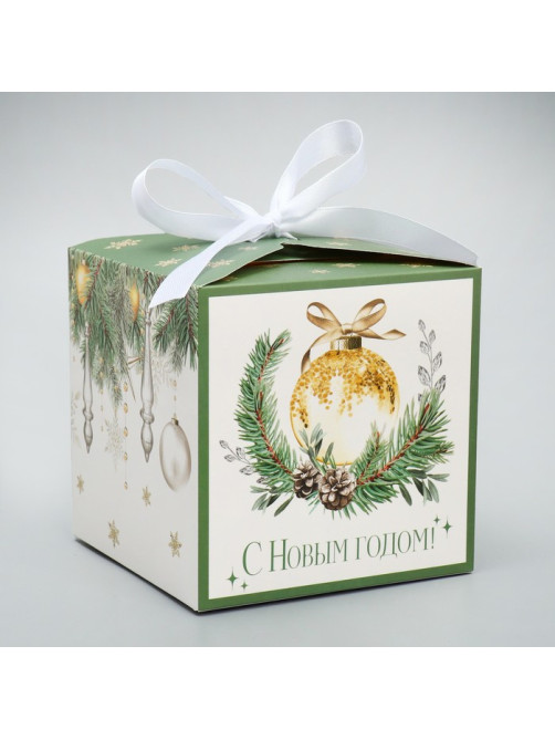 Коробка подарочная новогодняя складная «С Новым годом!», 12×12×12 см