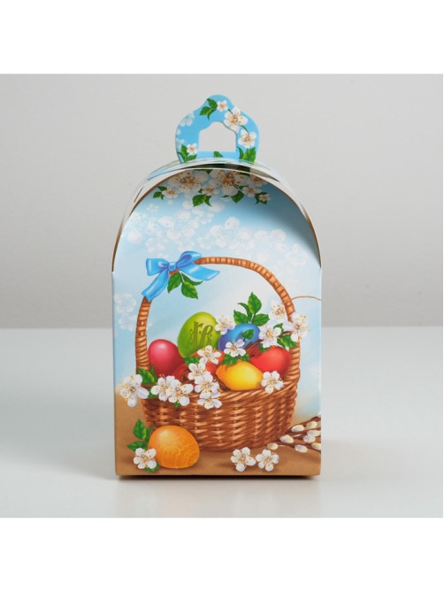 Коробка кондитерская складная, упаковка на Пасху «Вкусный Кулич», 16.5×14.5×21 см
