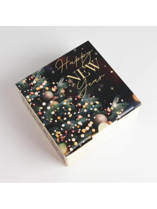 Коробка подарочная новогодняя складная Present, 15×15×7 см, Новый год