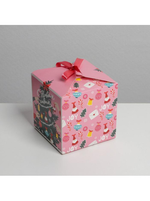 Коробка подарочная новогодняя складная «С Новым годом», 12×12×12 см