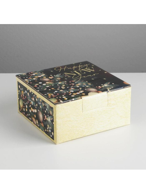 Коробка подарочная новогодняя складная Present, 15×15×7 см, Новый год