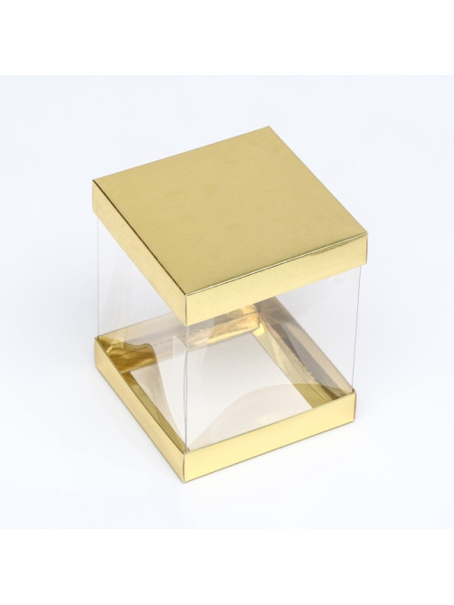 Коробка с PVC Мини «Золото» для цветов и подарков, 10×10×12 см