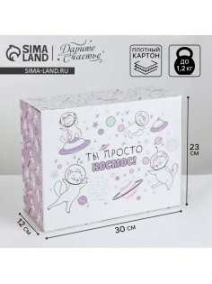 Коробка‒пенал, упаковка подарочная, «Ты просто космос», 30×23×12 см