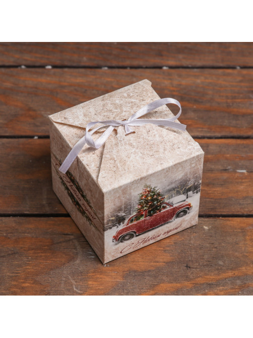 Коробка складная, подарочная новогодняя «Зимний пейзаж» 10×10×10 см