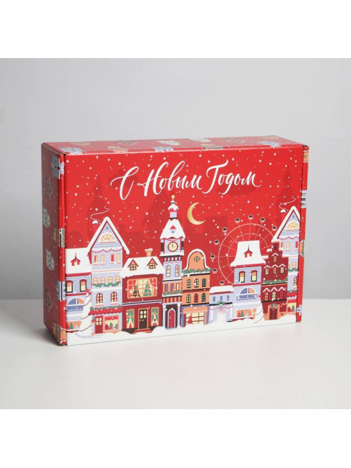 Коробка подарочная новогодняя складная «С Новым годом», 30.5×22×9.5 см