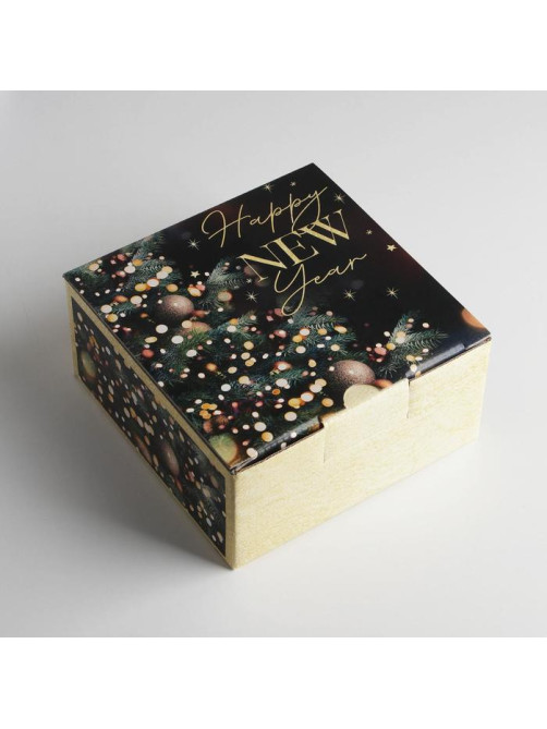 Коробка подарочная новогодняя складная Present, 15×15×7 см, Новый год