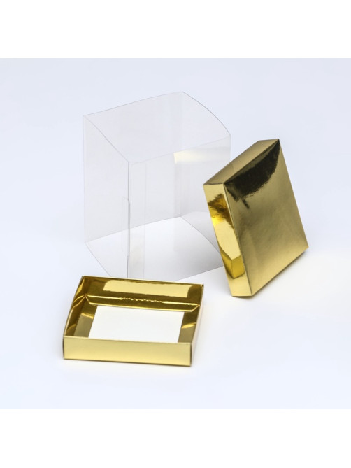 Коробка с PVC Мини «Золото» для цветов и подарков, 10×10×12 см
