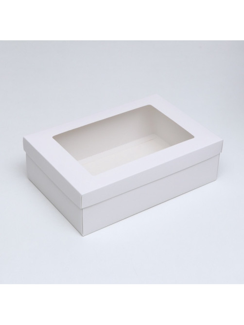 Коробка подарочная складная, упаковка, «Белая», с окном 30×20×9 см
