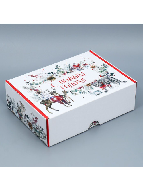 Коробка подарочная новогодняя складная «С Новым годом», 30.5×22×9.5 см
