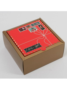 Коробка подарочная новогодняя складная «С новым годом», 15×15×7 см