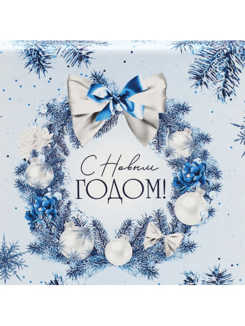 Коробка подарочная новогодняя складная «Новогодний венок», 25.5×15×4 см