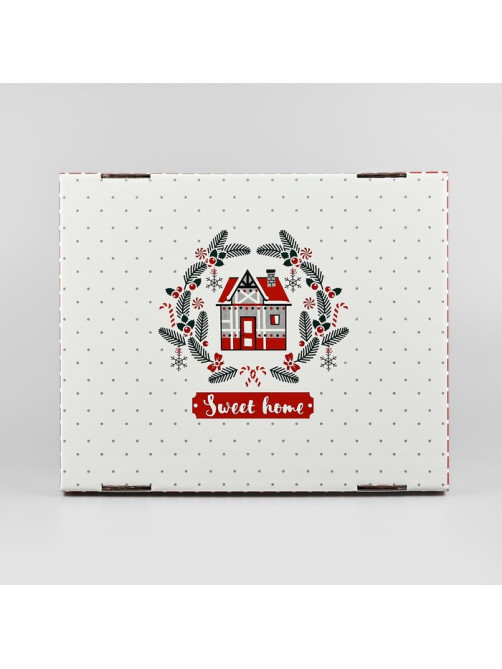 Коробка подарочная новогодняя складная Sweet home, 31.2×25.6×16.1 см, Новый год