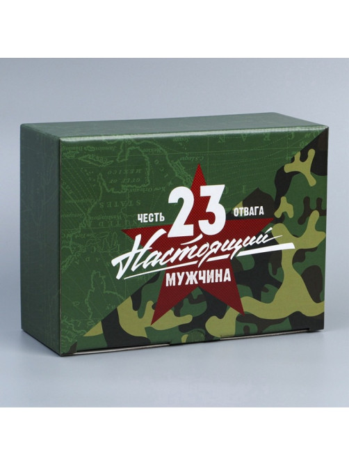 Коробка подарочная сборная, упаковка, « С 23 февраля», 26×19×10 см