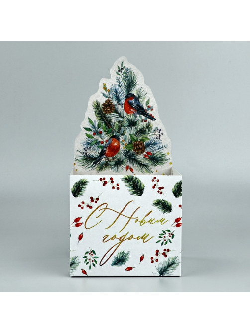 Коробка новогодняя для мини-букетов «С Новым годом», 12×17×10 см