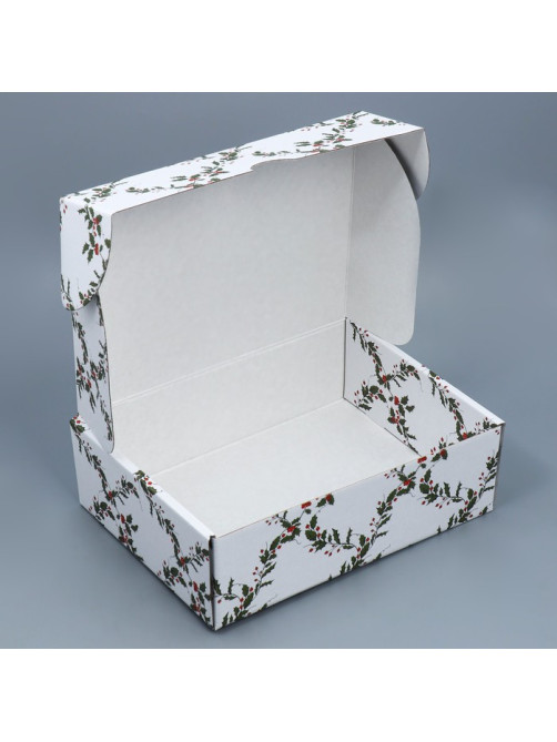 Коробка подарочная новогодняя складная «Ретро почта», 30.5×22×9.5 см, Новый год